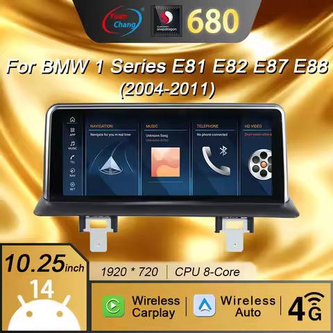 10.25inch WIFI Car Radio Multimedia Wireless BT Snapdragon 680 For BMW 1 Series E81 E82 E87 E88 2004