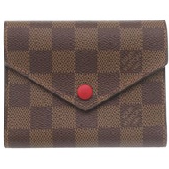 路易威登 Portefeuille Victorine Damier N41659 三折錢包，帶 IC 標籤，RED/ブラウン，LV 0663，成色極佳 [二手]LOUIS VUITTON