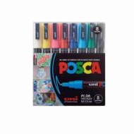 uni ปากกามาร์คเกอร์ POSCA รุ่น PC-3M Standard Color Set 8 สี (353701-727516010)