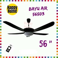 Bayu Air 56503 Black Color 56-Inch 5 ABS Blades Comes With Remote Control &amp; 3 Color LED Light Ceiling Fan