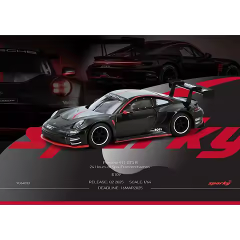 Spark 1:64 TINY Porsche 911 GT3 R 24 Spa-Francorcamps Alloy Car Model