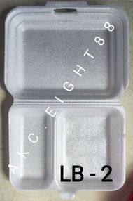 50 Pcs - Lunch Box 2 (Lb 2) Food Styro, Disposable, Divisions, FOOD Pack, MEAL BOX