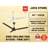 KDK K15VO / PBR Regulator Type Ceiling Fan 60" 5 Speeds White / Coklat