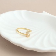 天然海水珍珠 南洋金珠 純銀 開口 戒指