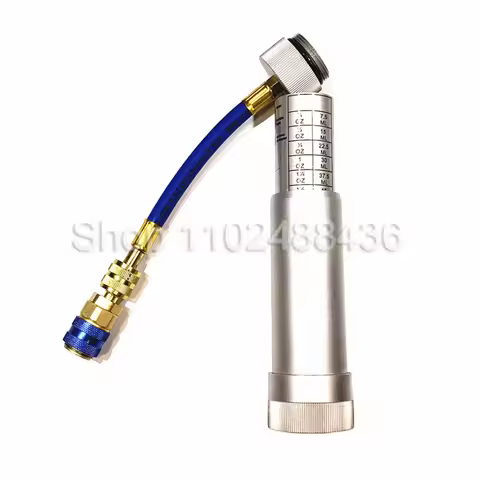Oil & Dye Syringe 1/4ase R134A 2Oz Manual Oiler Automotive Air Conditioning Coolant Filling Tube Inj