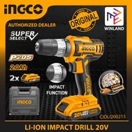 ☟Ingco 20V Li-Ion Cordless Impact Drill P20S POWERSHARE w/ 2 Batteries CIDLI200215 *Winland*❄