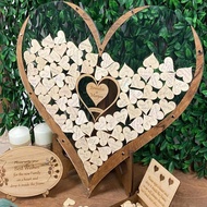 [Customized] Wooden Heart-Shaped Creative Wedding Signature Box Wedding Guest guestbook Transparent 