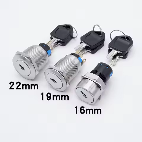 16mm 19mm 22mm Metal Stainless Steel Rotary Key Switch 2 3 Position Push Button Lock 1NO1NC 2NO2NC W