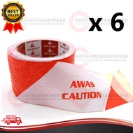 (6 ROLLS) NISSHO 3 70MMx70M BARRICADE TAPE CAUTION TAPE AWAS RED AND WHITE HAZARD TAPE MERAH PUTIH T