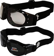 Two (2) Pairs Birdz Eagle Padded Motorcycle Goggles Airsoft Googles Comes with Clear, Polarized Smok