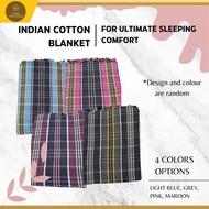 Indian Cotton Blanket100% Soft (Single) Selimut Nipis Sesuai Cuaca Aircond Kipas