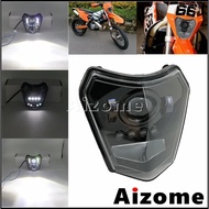 AI Dirt Bike LED Headlight Hi/Lo Beam Enduro Headlamp W/DRL Angel Eyes Running Light For EXC 500 EXC