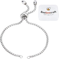 Beebeecraft 1 Box 10 Strand Adjustable Slider Chain Bracelet Stainless Steel 8.6Inch Jewelry Making Chains with Ball Ends for Women Semi Finished DIY