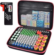 Battery Organizer Holder, 200+ Batteries Storage Containers Box Case with Tester Checker BT-168. Garage Gadget Organization Holds AA AAA C D Cell 9V 3V Lithium LR44 CR2 CR1632 CR2032 Button Batteries