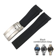 21mm Silicone Rubber Watch Band Replacement for Role Rolex DEEPSEA Sea-Dweller 126660 Blue Black Div