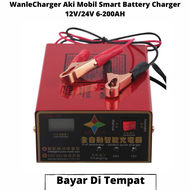 WanleCharger Aki Mobil Smart Battery Charger 12V/24V 6-200AH / Charger aki mobil / Charger aki mobil dengan layar LCD / Charger Aki serbaguna / Alat pengisi daya aki / Peralatan mobil / Charger aki