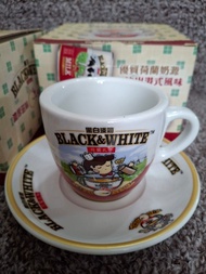 黑白淡奶 懷舊卡通版 咖啡杯連碟