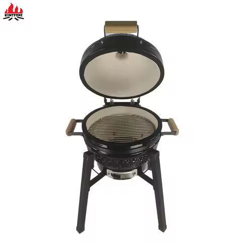 16inch KIMSTONE KimBer Series Stone Pattern Kamado Grill with Square Tube Iron Stands Luxury Grill U