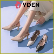 ✼ ① ◡ VDEN Pointed Stilleto Mid Heel 003-3 Simple Solid Color Pointed Toe Low Heel Slingback Shoes