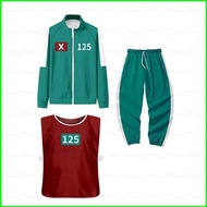 YB1 3PCS/set Squid Game 3 067X 196O 125X 124O 044O 100O cosplay cloth zipper coat vest Sports trouse