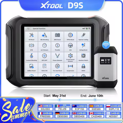 XTOOL D9S Automotive Diagnostic Tools OBD2 Scanner ECU Coding Topology Map Bi-Directional Key Progra
