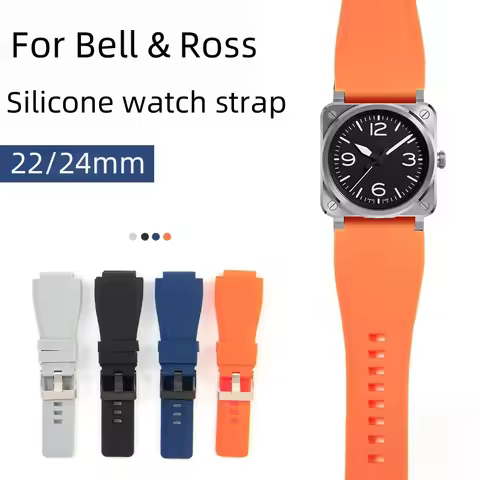 22mm 24mm Waterproof Silicone Watch Strap Soft Comfortable Bracelet Stainless Steel Needle Buckle Wa