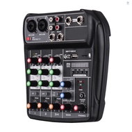 FLS AI-4 Compact Mixing Console Digital Audio Mixer 4-Channel BT MP3 USB Input +48V Phantom Power for Music Recording DJ Network Live Broadcast Karaoke