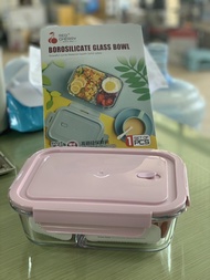 Hộp thủy tinh cao cấp Glass Food Container 2 ngăn 1000ml - Hộp cơm văn phòng bằng thủy tinh chia 2 n