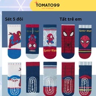 Children's socks with high collar, 5 pairs of superhero patterns T102