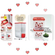 Tupperware Rice Smart Dispenser 10kg + FREE Red Poppy Modular Mates (2) 4.0L