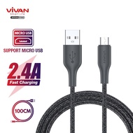 Vivan Micro 2.4A FM100 FM100S Spring Cable Original 100% Vivan High Speed Fast Charging Strong
