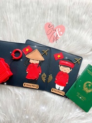(Chat chốt tên-chọn màu) vỏ hộ chiếu đôi cô gái Việt Nam-chàng trai Việt Nambao hộ chiếu cặp áo dài-