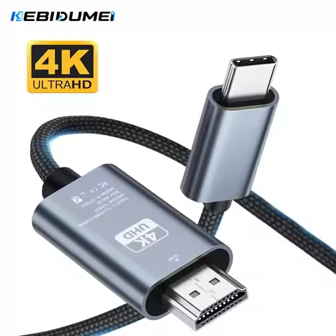 KEBIDUMEI Type C To HDMI Adapter Cable Type C 4K 60Hz HDMI-Compatible Converter Cable For Projector 