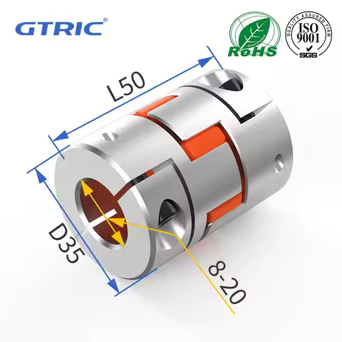 GTRIC D35L50 Plum Flexible Shaft Coupler Elastic Spider 3 Jaws CNC Stepper Motor Encoder Connector 8