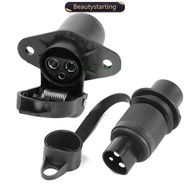BEAUTYSTARTING 12V 3 Pin 3 Pole Plug-in Trailer Socket Connectors Round Trailer Tractor Plug for Ele