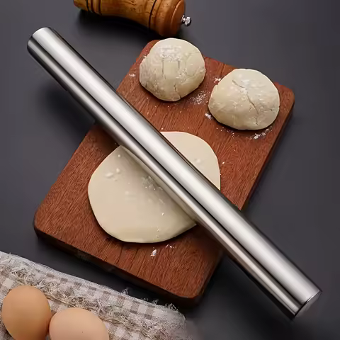 Stainless Steel Rolling Pin for Baking, Hollow Lightweight Dough Roller for Cookies Pie Dumpling Piz