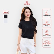 CARDINA women's t-shirt, high-quality woven cotton, easy to coordinate with wavy patterns 5ALC06