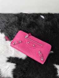 中古品 Balenciaga 巴黎世家 亮眼 桃紅色 City 長銀包