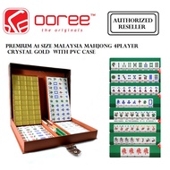 [38MM &amp; CRYSTAL GOLD] PREMIUM A1 SIZE 4 PLAYERS MAHJONG FULL SET PREMIUM BONE CRYSTAL GOLD TILES WITH PVC CASE