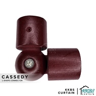 KKBS CURTAIN Cassedy Wooden Curtain Rod L-Shape Connector Dark Merlot Colour