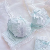 『Ship from MY』Japanese Plus Size Push Up Bra Fresh Cute Lolita Floral Lace Ribbon Bow 大码内衣 70B 75B 7
