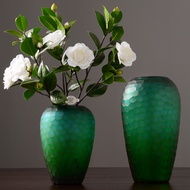 American-Style Green Glass Floor Vase European-Style Living Room Flower Arrangement Vase Hallway Showroom Home Decorations