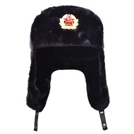 Russian Soviet Army Fur Sheepkin Leather Cossack Military Ushanka Hat