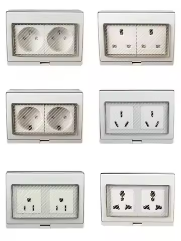 White IP55 10A/16A 250V Outdoor Household Double Wall Socket US AU UK EU Frence Germany Africa 2-Bit
