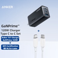 Anker USB C Charger Anker 737 Charger GaNPrime 120W PPS 3-Port Fast Compact Foldable Wall Charger สำ