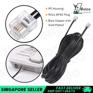 【SG Seller】1M-10M High Speed 15m 45feet RJ11 Telephone Phone ADSL Modem Line Cord Cable - 2 Pin RJ11