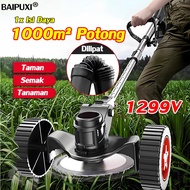 ⚡Cepat Kuat 1299V⚡KUALITAS JERMAN BAIPUXI 48V Mesin Pemotong Rumput Daya tinggi 10 baterai dapat dig