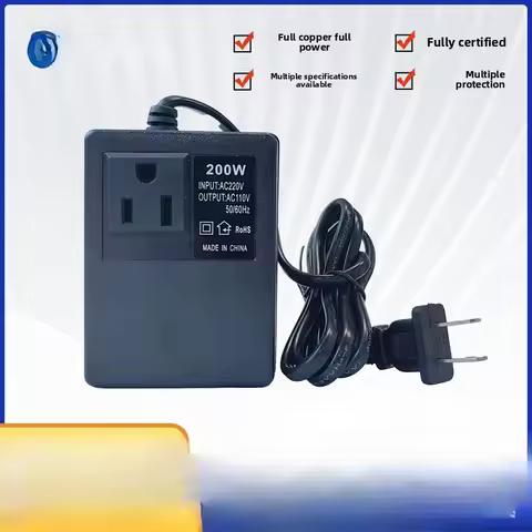 200W Power Transformer, 110V To 220V Interchangeable Voltage Converter