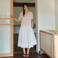 白色不對稱花邊半裙|裙子|夏款|Sora-1518
