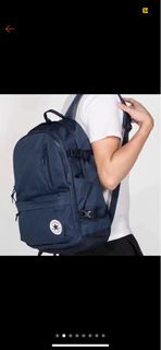 Converse All Star Backpack 多夾層 電繡Logo 後背包 深藍